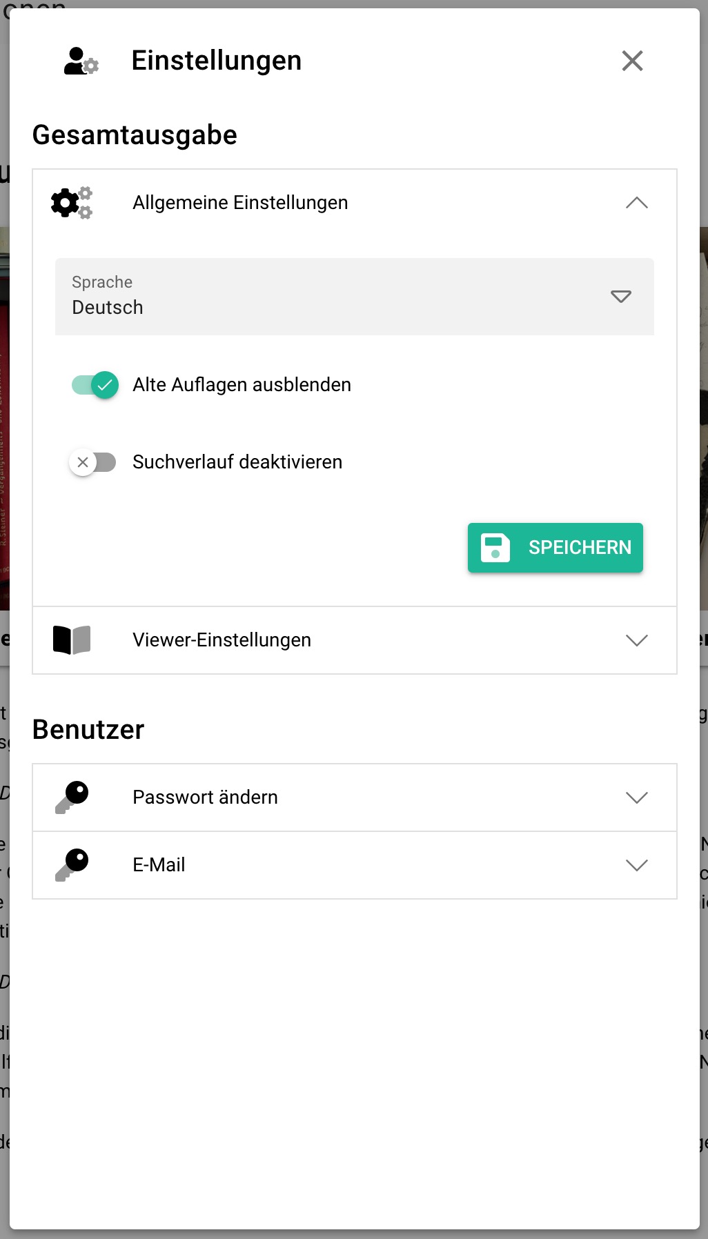 Übersicht Einstellungen