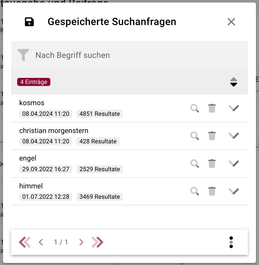 Gespeicherte Suchanfragen