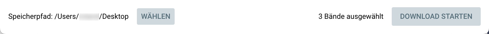 Buttons zum Auswählen des Speicherpfads und Starten des Downloads