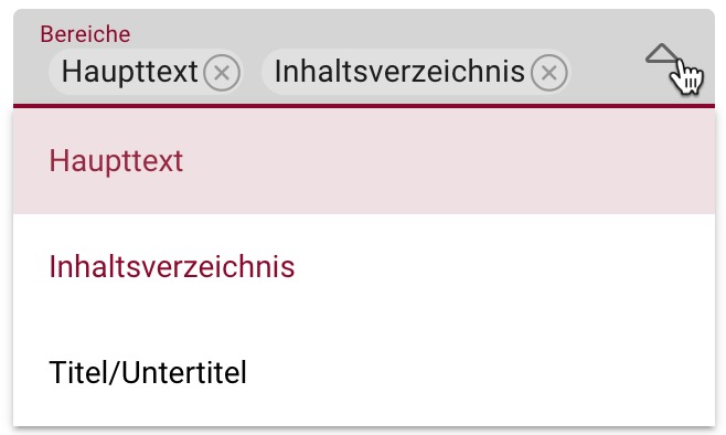 Suchoption Bereichsauswahl