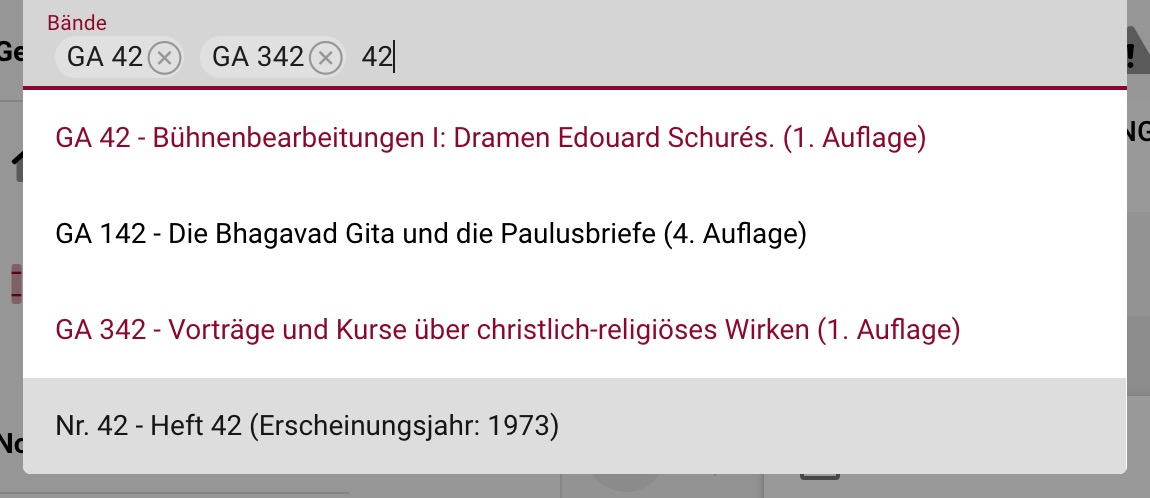 Suchoption Titelauswahl