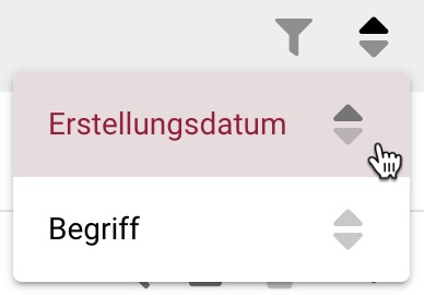 Suchverlauf: Sortierung