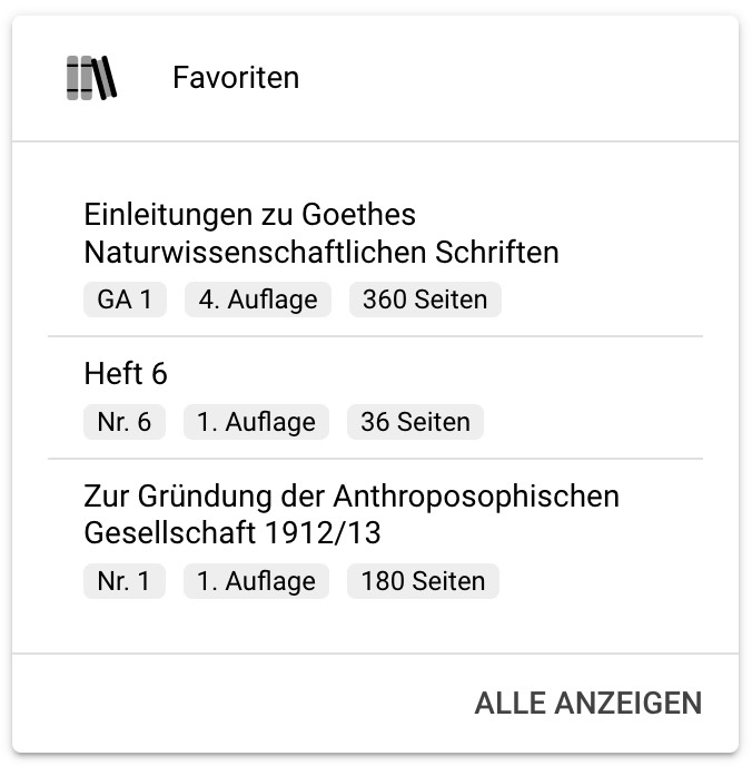 Übersicht: Favoriten