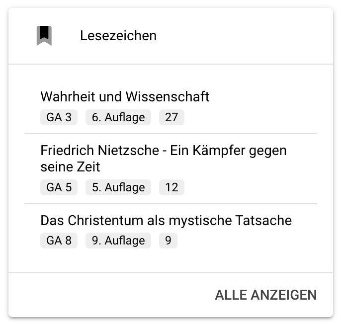 Übersicht: Lesezeichen