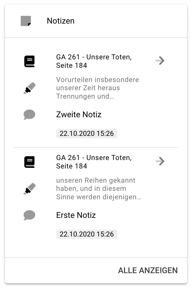 Übersicht: Notizen