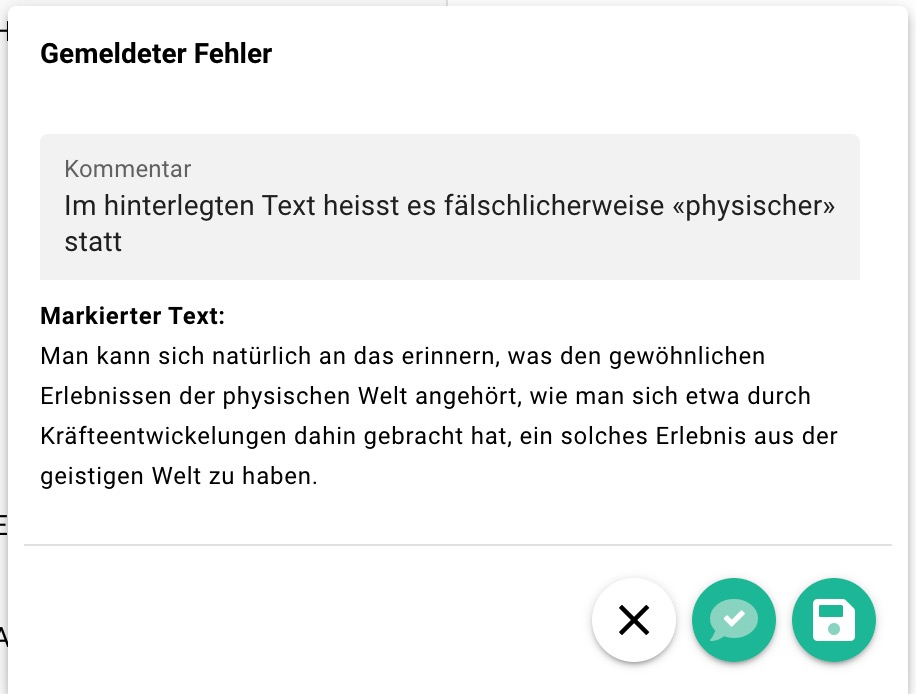 Fehlermeldung bearbeiten