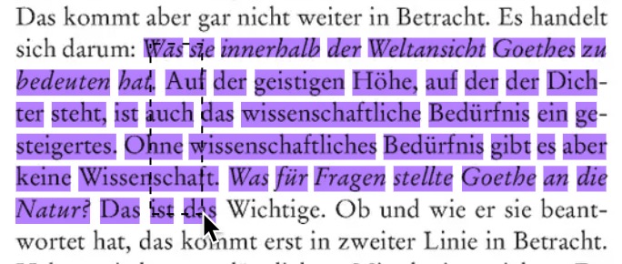 Textauswahl im Viewer